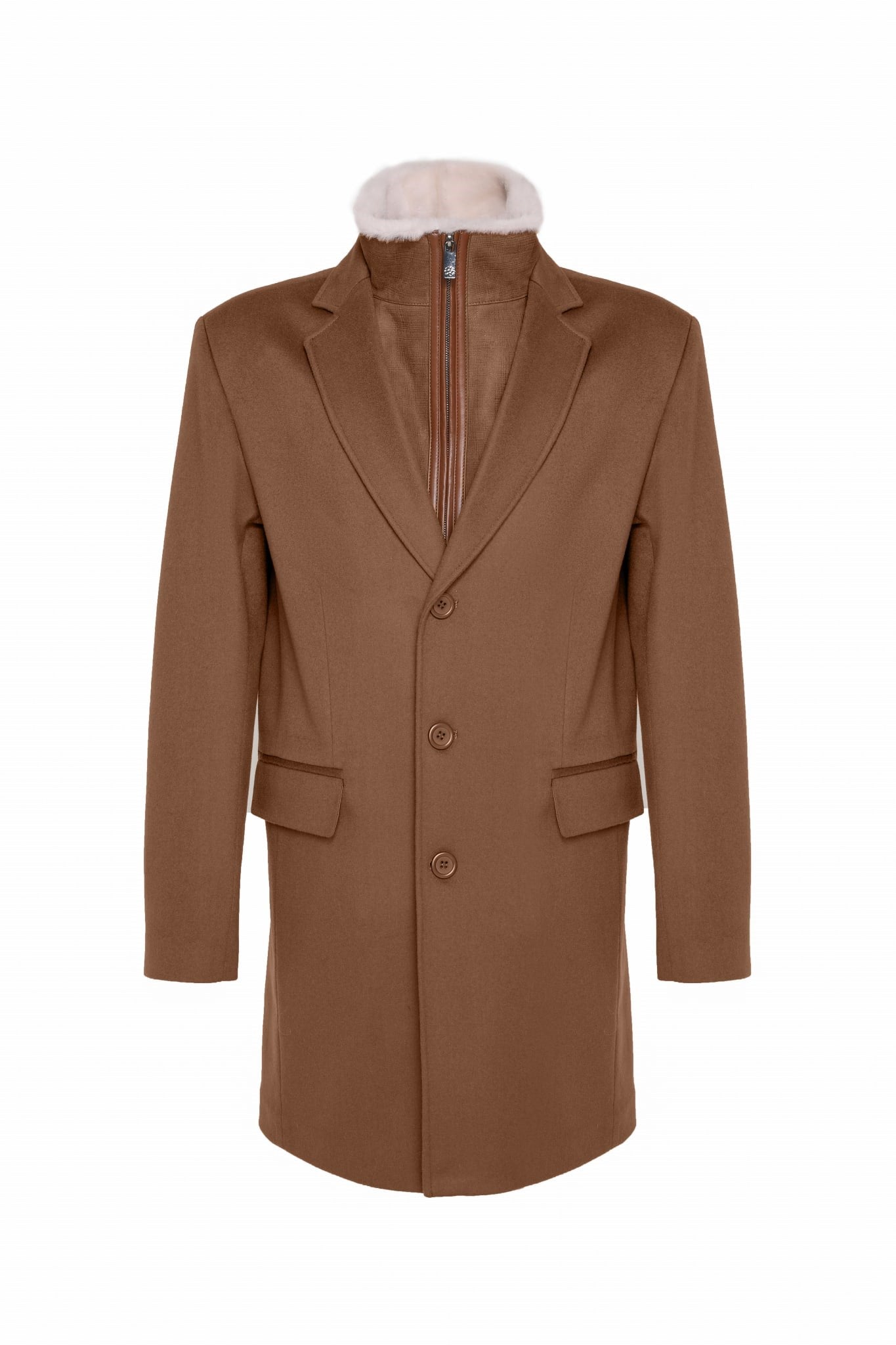Mens Loro Piana Wool Short Coat With Merino Shearling Lamb Trim