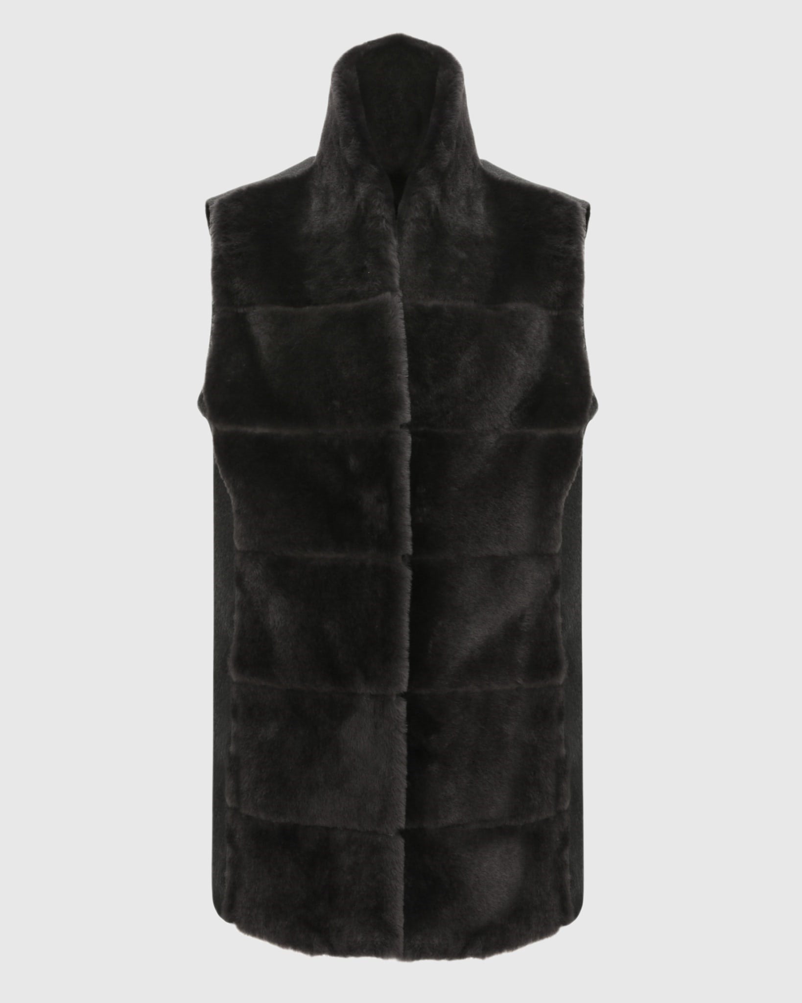 Gilet réversible en peau de mouton retournée avec dos en cachemire et laine sélectionnés