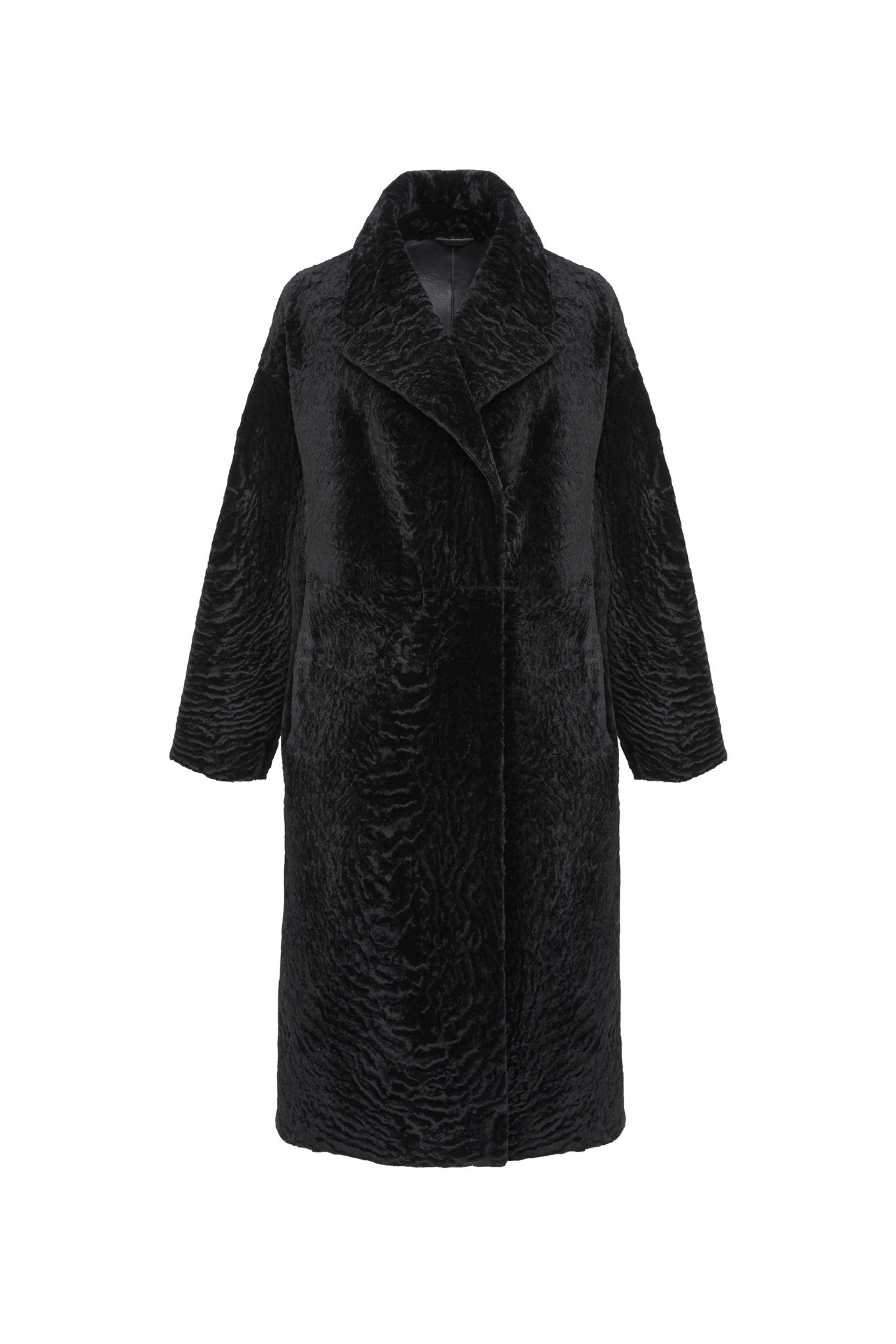 Manteau court réversible en peau d'agneau texturée