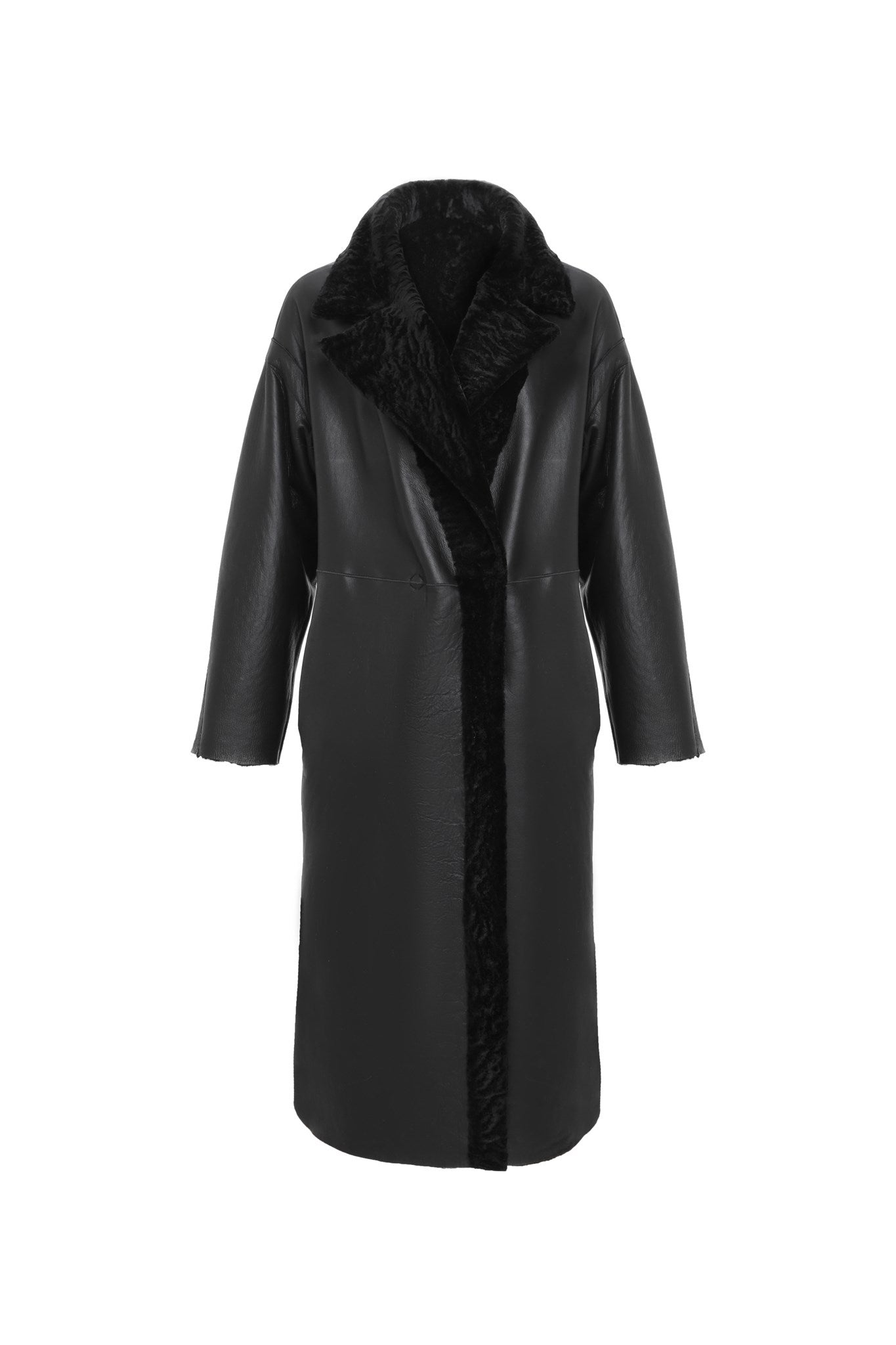 Manteau court réversible en peau d'agneau texturée