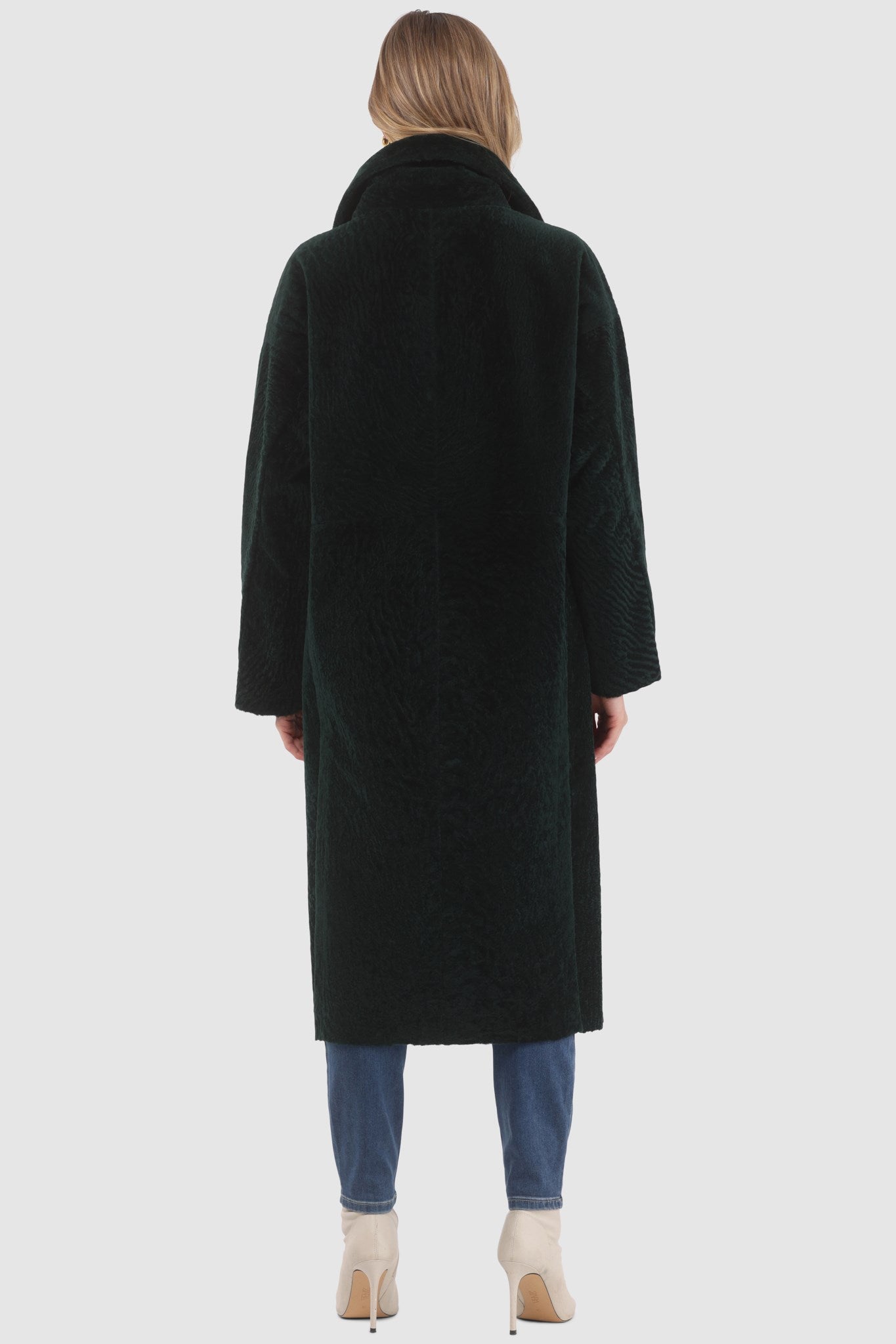 Manteau court réversible en peau d'agneau texturée