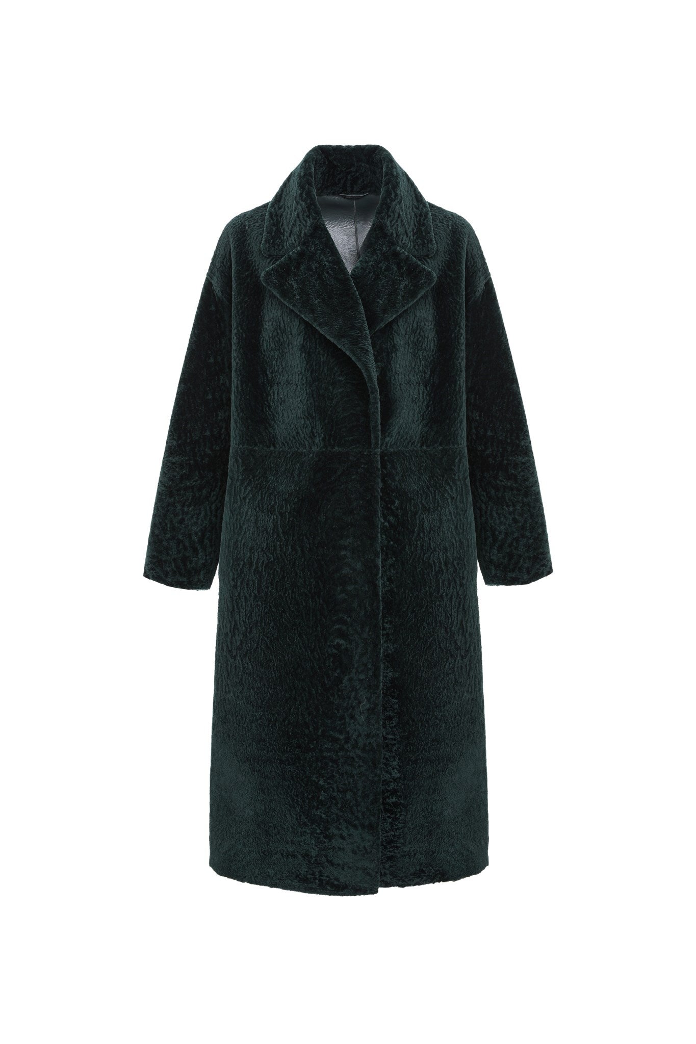 Manteau court réversible en peau d'agneau texturée
