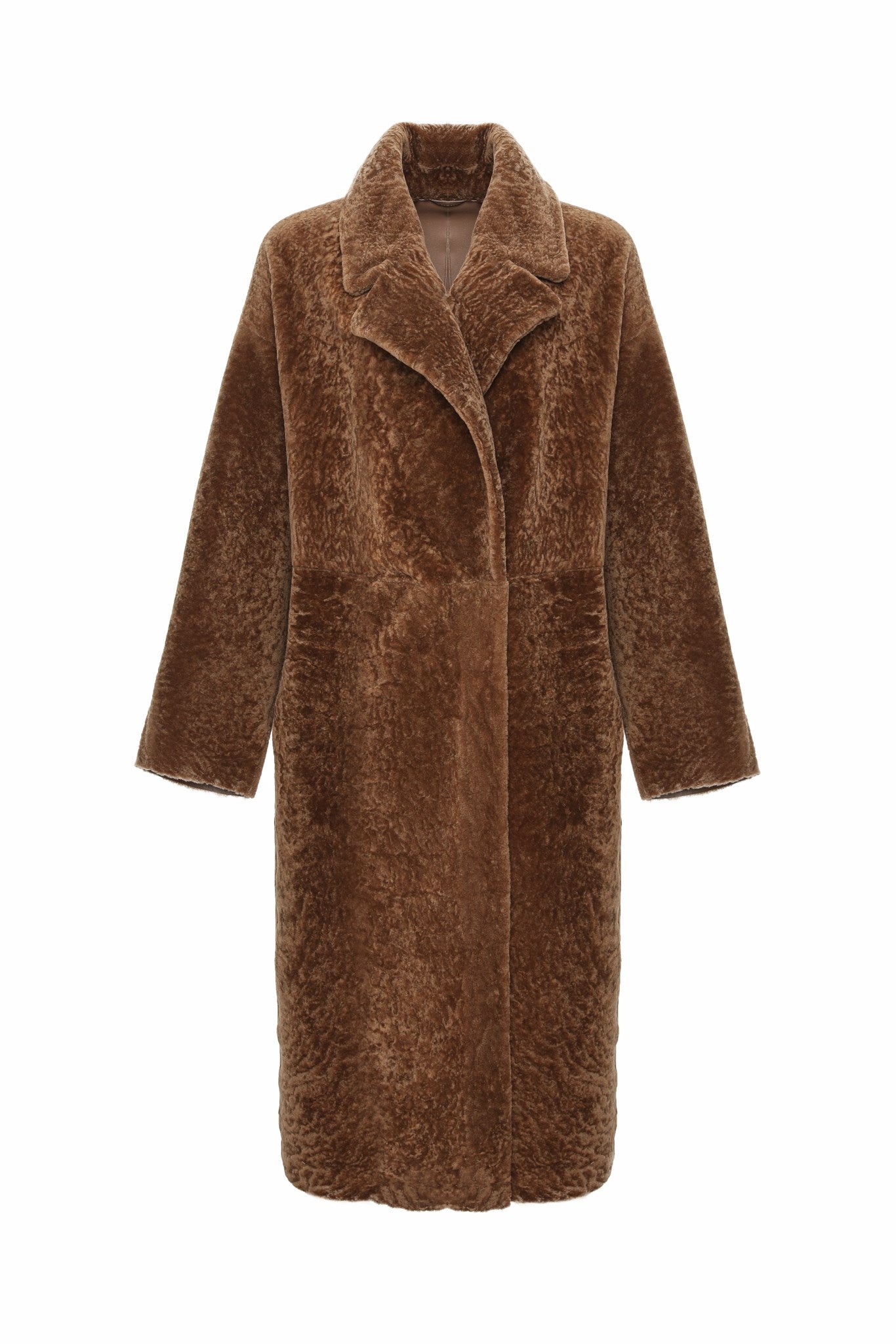 Manteau court réversible en peau d'agneau texturée