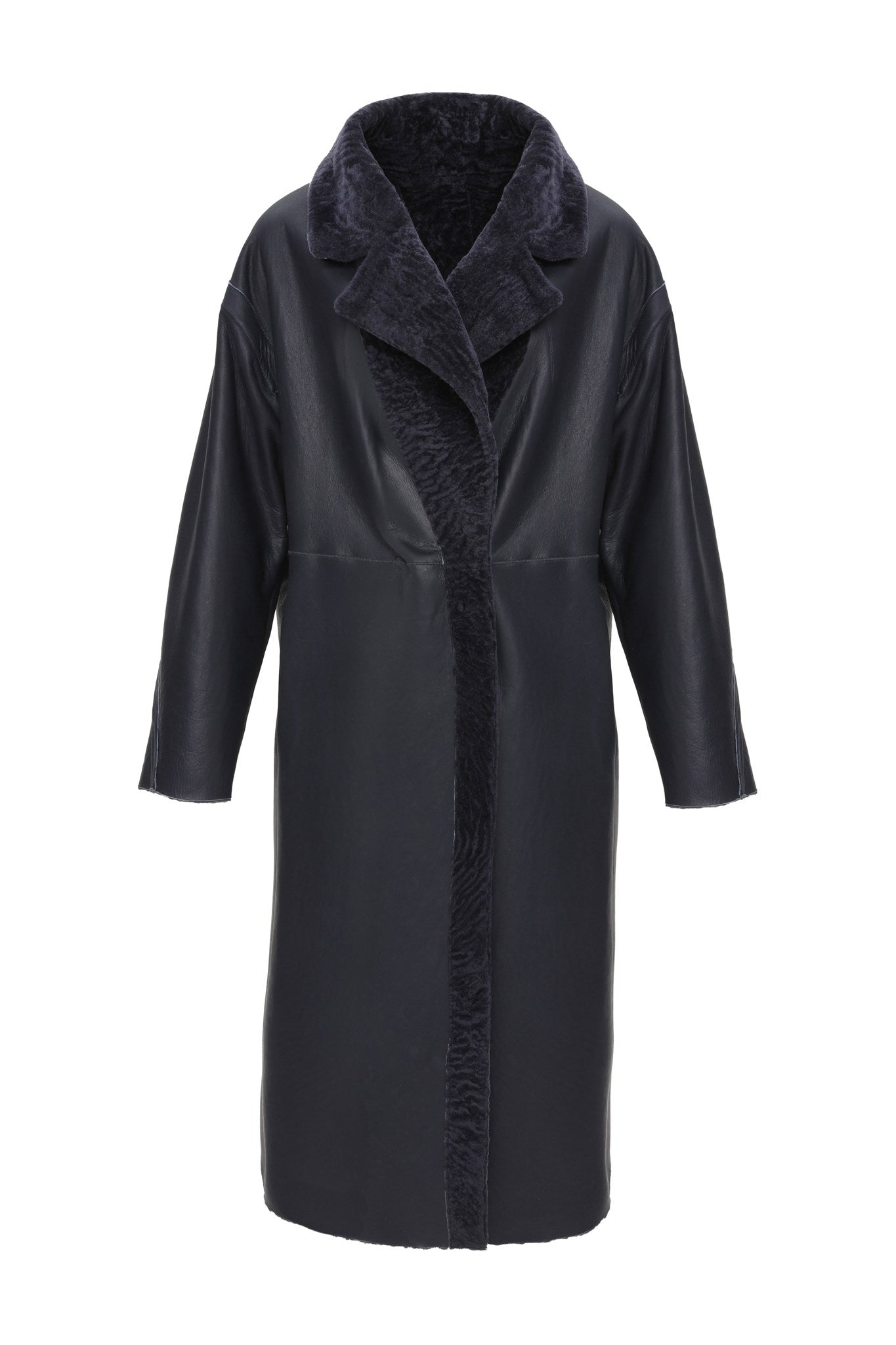 Manteau court réversible en peau d'agneau texturée
