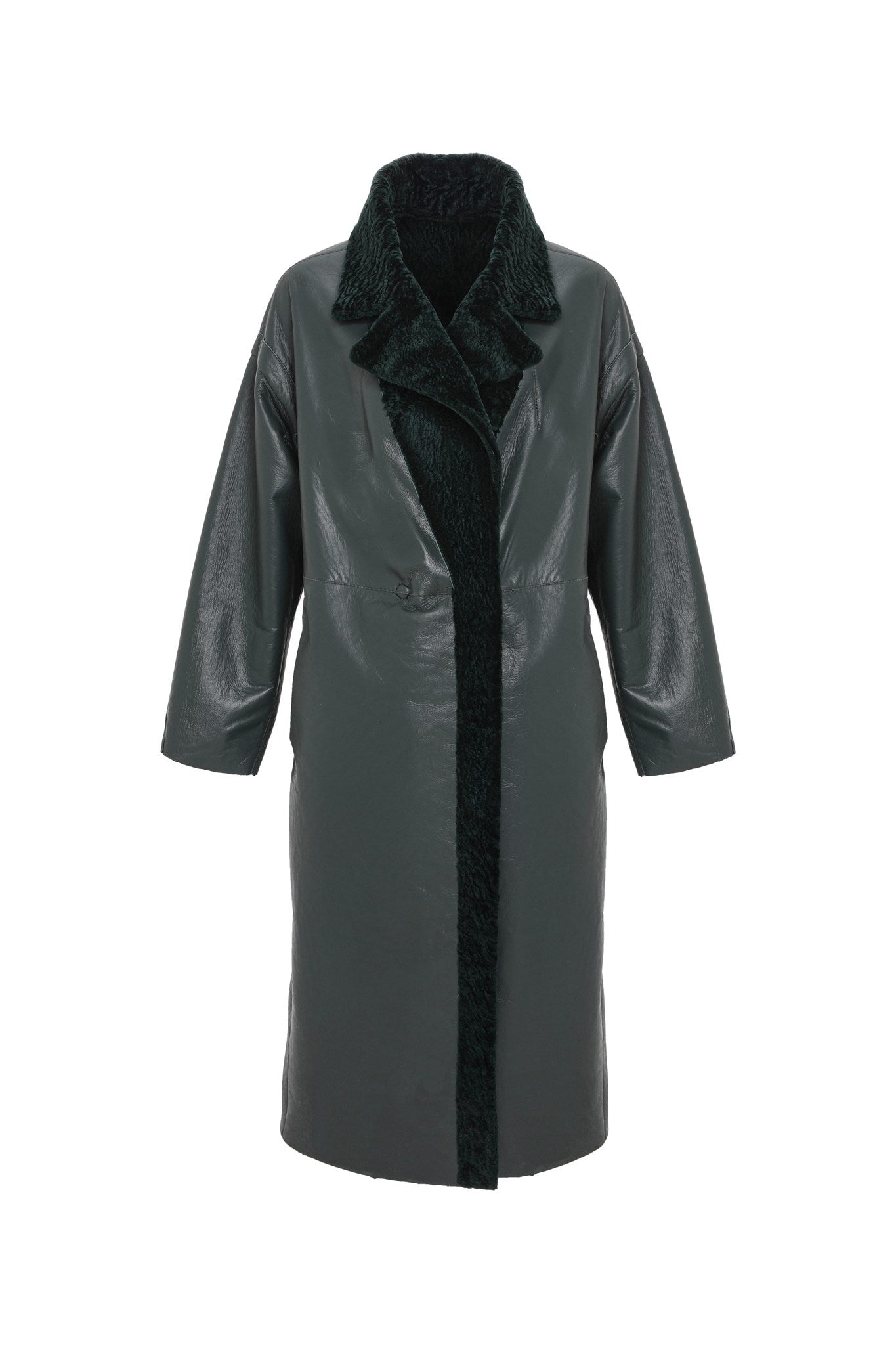 Manteau court réversible en peau d'agneau texturée