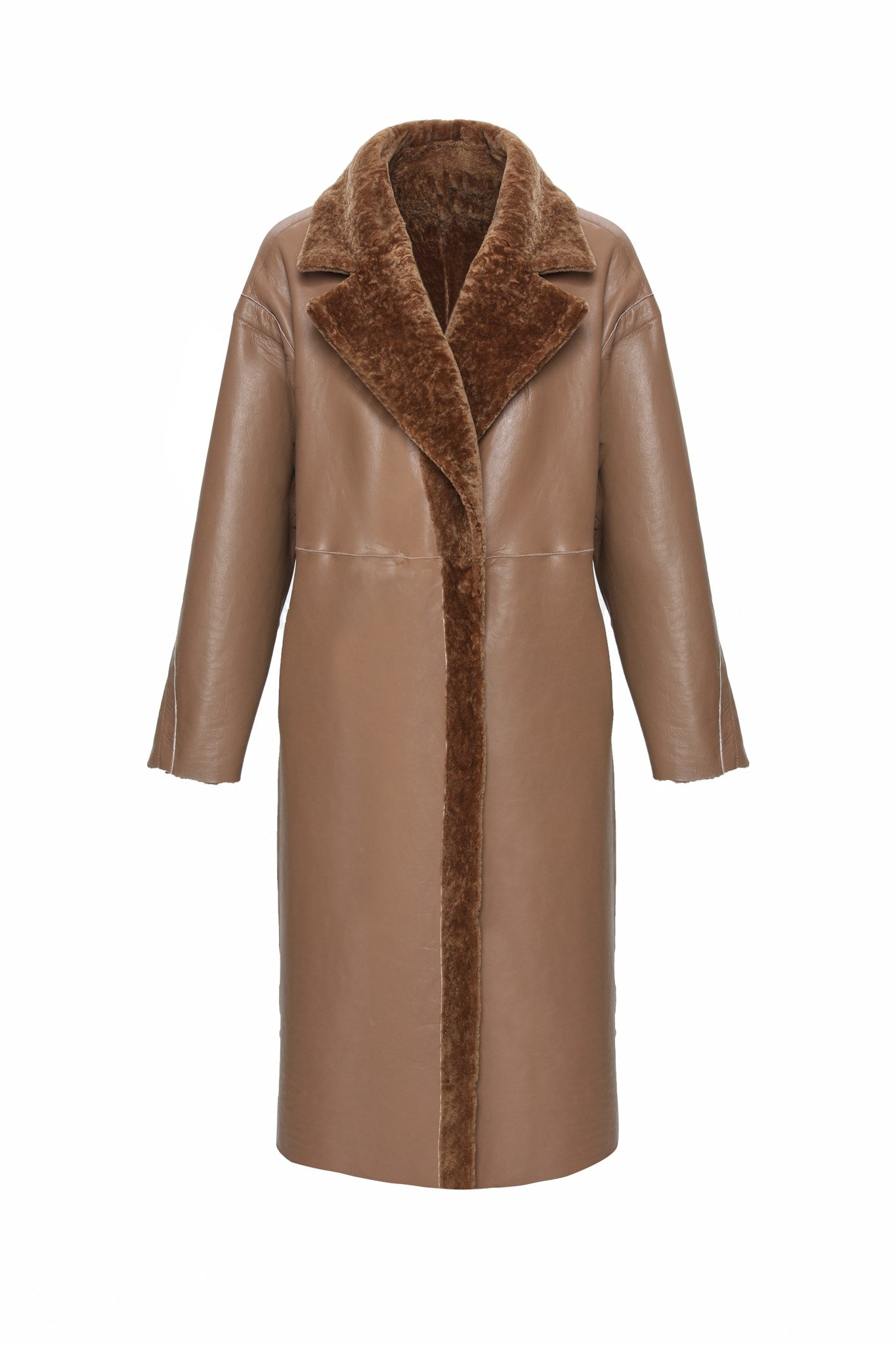Manteau court réversible en peau d'agneau texturée